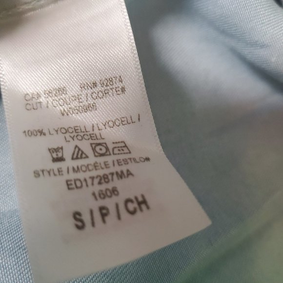 Ella Moss Blue Chambray Off Shoulder Boho Shift Dress Lyocell Bow Detail Sz S - Picture 6 of 6